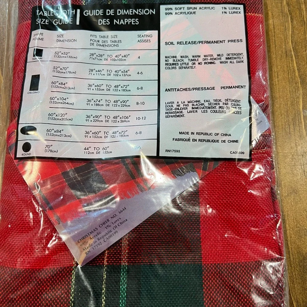 Red and Green Plaid Tablecloth